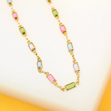 18k Gold Filled MultiColor CZ Stone Charms Necklace (H116)(E212)(I19A)