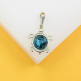 18K Gold Filled Jadeite Stone Turtle Charm Pendant
