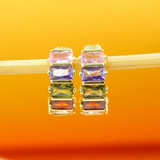 18K Gold Filled Multicolored CZ Huggies (L73)