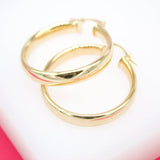 18K Gold Filled 6mm Thin Lever Back Hoop Earrings (J33)