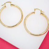 18K Gold Filled 6mm Thin Lever Back Hoop Earrings (J33)