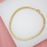 18K Gold Filled Cuban Link 4mm Chain Bracelet (I281)