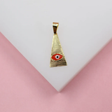 18K Gold Filled Evil Eye Triangle Shaped Pendant Colored Eye