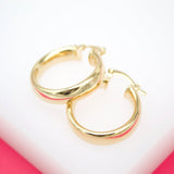 18K Gold Filled 6mm Thin Lever Back Hoop Earrings (J31)