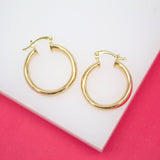 18K Gold Filled 6mm Thin Lever Back Hoop Earrings (J31)