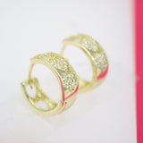 18K Gold Filled Outlined Micro CZ Stone Hearts Huggies Earrings (K7)