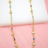 MultiColor CZ Stones With Heart Charms Necklace (G9)