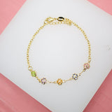 4 Leaf Clover MultiColor CZ Charm Bracelet