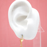 18K Gold Filled Pearl French Hoop Lock Earrings (L54)