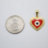 18K Gold Filled Heart With Evil Eye Pendant (A157)