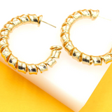 18K Gold Filled Thick Twisted Hoop Earrings (J228) (J230)