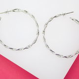 18K Rhodium Filled 5mm Slim Curb Cuban Open Hoops For Wholesale Jewelry & Earring Findings (K181)(K182)