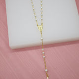 Catholic Pearl Bead Rosary With Crucifix Cross And Virgin Mary Charm