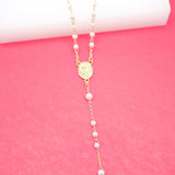 Gold Filled Caridad Del Cobre Rosary with Pearls & Cross Charm
