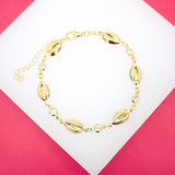 Sea Ocean Puka Shell Charm Bracelet With Round Clear CZ Stones (I167)