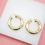 18K Gold Filled Thick Hoop Earrings (19)(J25)