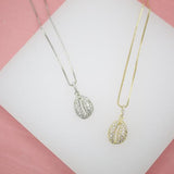 18K Gold Filled Puka Sea Shell Pendant Dainty Delicate Necklace With Clear Cubic Zirconia Stones (G127)