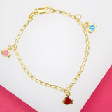 18K Gold Filled Dangle Enamel Fish Charm Bracelet