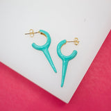 18K Gold Filled Enamel Slim Spikey Spike Stud Earrings (K259)