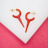 18K Gold Filled Enamel Slim Spikey Spike Stud Earrings (K259)