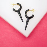 18K Gold Filled Enamel Slim Spikey Spike Stud Earrings (K259)