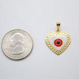18K Gold Filled Heart With Evil Eye Pendant (A157)