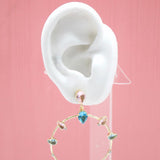 18K Gold Filled Hoop Dangle Earrings With Multicolor CZ Stones (K87)