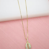 18K Gold Filled Puka Sea Shell Pendant Dainty Delicate Necklace With Clear Cubic Zirconia Stones (G127)