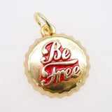 18K Gold Filled Be Free Bottle Cap Pendant (A45)