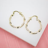 18K Gold Filled Small Twisted Leverback Hoop Earrings