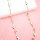 Multi-Color CZ Stones With Elephant Charms Necklace (G11)