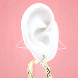 18K Gold Filled Thick Twisted Hoops French Hook Lever Back Earrings (K35)