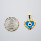 18K Gold Filled Heart With Evil Eye Pendant (A157)