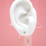 18K Gold Filled Slim Open Hoop Stud Earrings (J81)