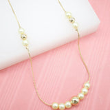 18K Gold Filled Pearl & Gold Bead Designed Chain Necklace (F245)
