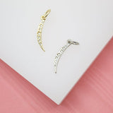 18K Gold Filled Slim Moon With CZ Cubic Zirconia Stones