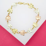 18K Gold Filled Three Toned Butterfly Bracelet
