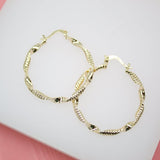 18K Gold Filled Large Twisted Leverback Hoop Earrings