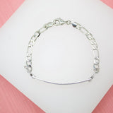 Customizable Tag Plate Bracelet With Figaro 4mm Link Chain (XX7)