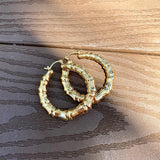Bamboo Gold Hoop Earrings (K44)
