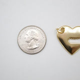 18K Gold Filled Heart With Key Outline Pendant Charm (A270)