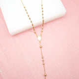 Catholic Gold Bead Rosary With Crucifix And Virgin Mary Charm (F32)