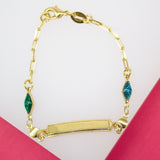 Gold Filled Sparkle Enamel Charm Bracelet With Plate
