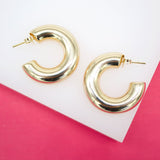 18K Gold Filled 7mm Chunky Thick Open Hoop Stud Hoops Earrings (J62)(J63)