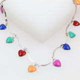 18K Gold Filled Enamel Dangle Heart Link Choker Necklace (G54)