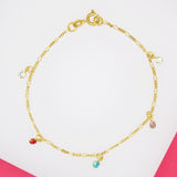 18K Gold Filled Dangle Multicolor Cz Stone Bracelet