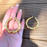 Bamboo Gold Hoop Earrings (K44)