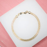 18K Gold Filled Double Cuban Link 4mm Chain Bracelet (I176)