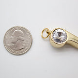 18K Gold Filled CZ Cubic Zirconia Stone Whistle