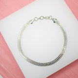 18K Gold Filled Double Cuban Link 4mm Chain Bracelet (I176)